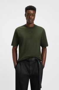 Relaxed-fit T-shirt van katoen met logoprint, Donkergroen
