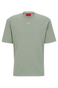Camiseta relaxed fit en punto de algodón con logo estampado, Verde