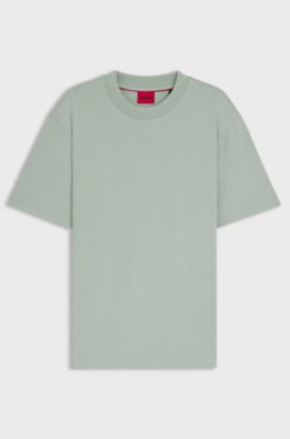 Relaxed fit-t-shirt med centralt placerad logga, Ljusgr&ouml;n