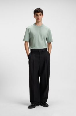 Relaxed fit-t-shirt med centralt placerad logga, Ljusgr&ouml;n