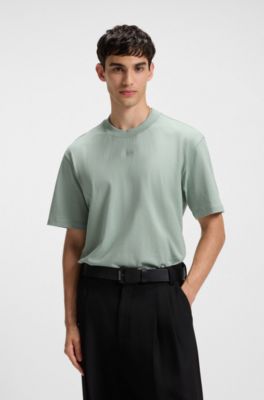 Relaxed fit-t-shirt med centralt placerad logga, Ljusgr&ouml;n