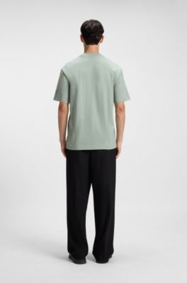 Relaxed fit-t-shirt med centralt placerad logga, Ljusgr&ouml;n