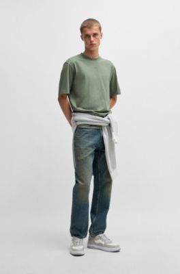 Relaxed-fit T-shirt in cotton with logo print, Green