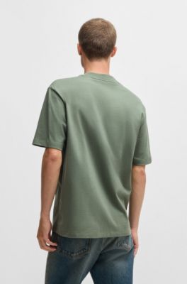 Relaxed-fit T-shirt van katoen met logoprint, Groen