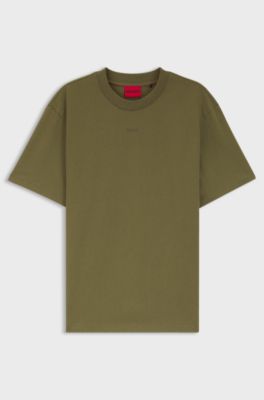 T-shirt i relaxed fit med tryckt logga, tillverkad av bomullsjersey, Oliv