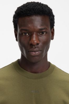 T-shirt i relaxed fit med tryckt logga, tillverkad av bomullsjersey, Oliv