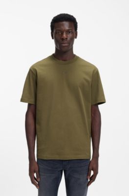T-shirt d&eacute;contract&eacute; en coton &agrave; logo imprim&eacute;, Olive
