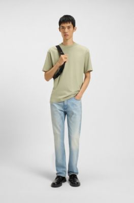 Relaxed-fit T-shirt in cotton jersey with logo print, Light Green