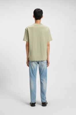 Relaxed-fit T-shirt in cotton with logo print, Light Green