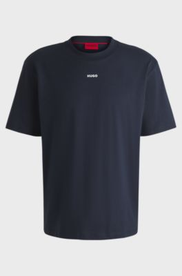 Relaxed-fit T-shirt with central logo detail, Dark Blue