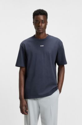 Relaxed-fit T-shirt with central logo detail, Dark Blue