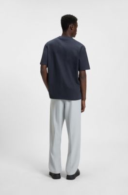 Relaxed-fit T-shirt in cotton with logo print, Dark Blue