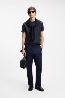 Relaxed-fit T-shirt in cotton jersey with logo print, Dark Blue