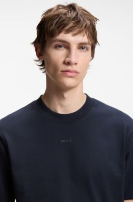 Relaxed-fit T-shirt in cotton jersey with logo print, Dark Blue