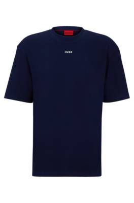 Hugo Boss Cotton-jersey Relaxed-fit T-shirt With Logo Print In Blue