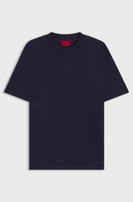 Relaxed fit-t-shirt med centralt placerad logga, M&ouml;rkbl&aring;