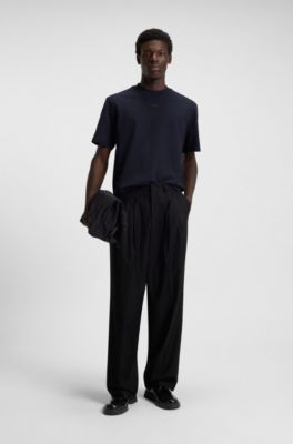 Relaxed-fit T-shirt in cotton jersey with logo print, Dark Blue
