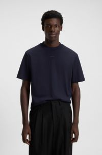 Relaxed-fit T-shirt in cotton with logo print, Dark Blue