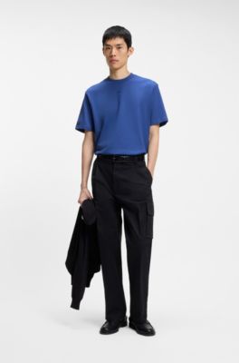 Relaxed-fit T-shirt in cotton jersey with logo print, Blue