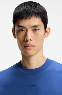 Relaxed-fit T-shirt in cotton jersey with logo print, Blue