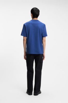 Relaxed-fit T-shirt in cotton with logo print, Blue