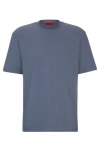 Camiseta relaxed fit en punto de algodón con logo estampado, Azul