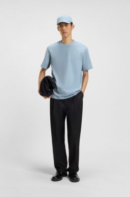 Relaxed-fit T-shirt in cotton with logo print, Light Blue