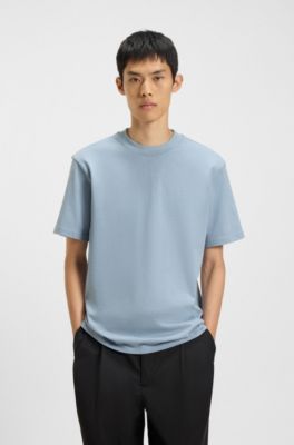 Relaxed-fit T-shirt in cotton with logo print, Light Blue