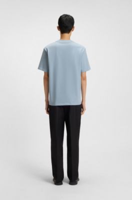 Relaxed-fit T-shirt in cotton jersey with logo print, Light Blue
