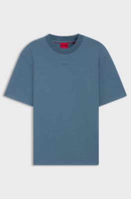 Relaxed-fit T-shirt in cotton jersey with logo print, Blue