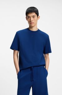 Relaxed-fit T-shirt in cotton jersey with logo print, Blue