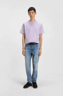 Relaxed-fit T-shirt in cotton with logo print, Light Purple