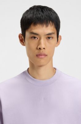Relaxed-fit T-shirt in cotton with logo print, Light Purple