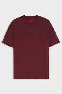 リラックスフィットTシャツ コットンジャージー ロゴプリント, ダークレッド
