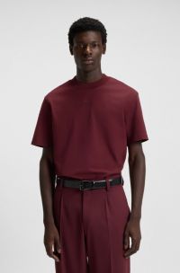 T-shirt décontracté en coton à logo imprimé, Rouge sombre