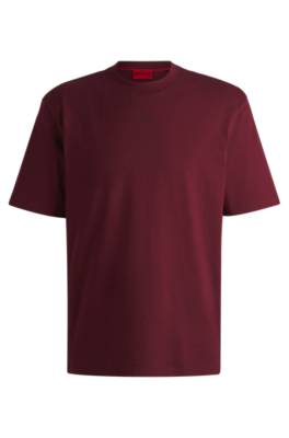 Hugo Relaxed-fit T-shirt In Cotton With Logo Print In Dark Red