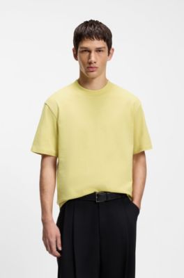 T-shirt i relaxed fit med tryckt logga, tillverkad av bomullsjersey, Gul