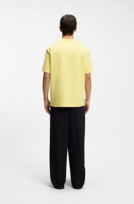 T-shirt i relaxed fit med tryckt logga, tillverkad av bomullsjersey, Gul