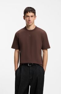 Relaxed-fit T-shirt with central logo detail, Dark Brown