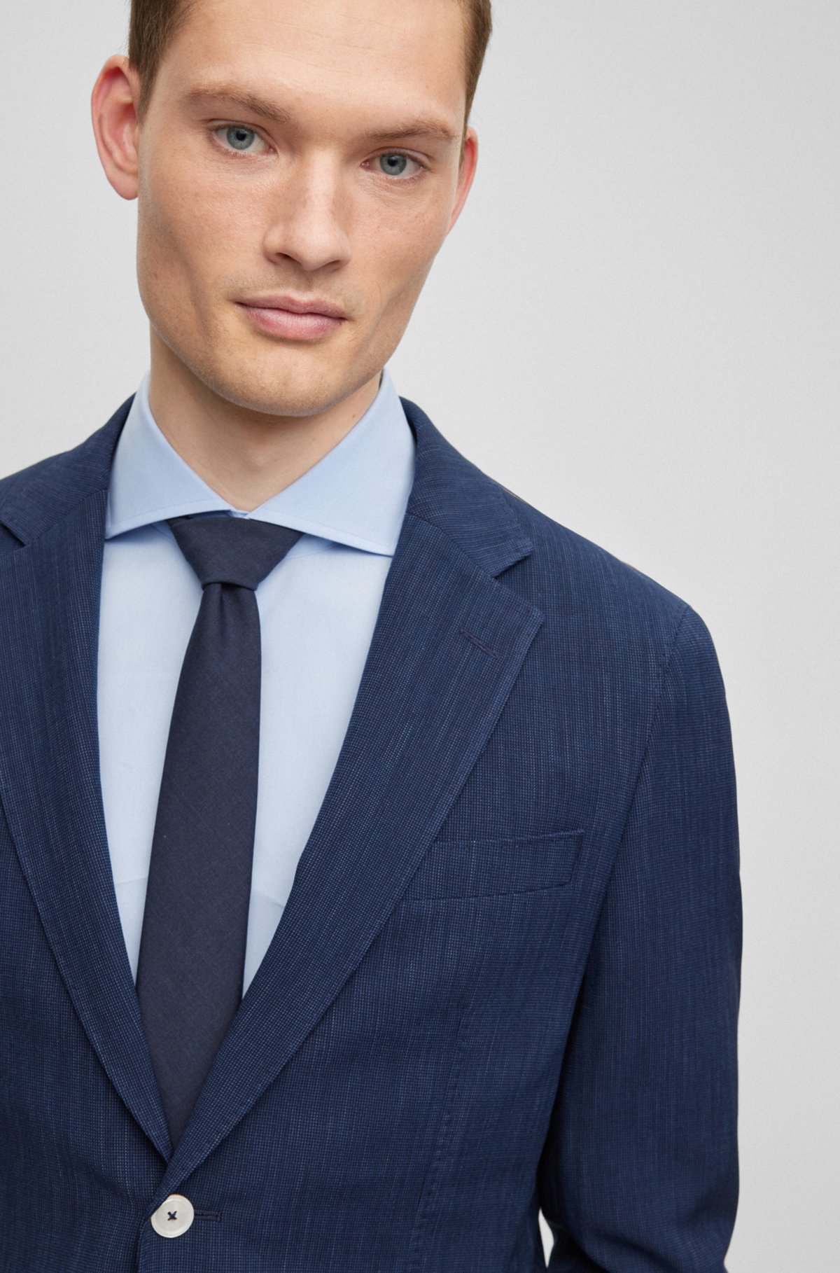 BOSS - Slim-fit suit in a patterned stretch-wool blend