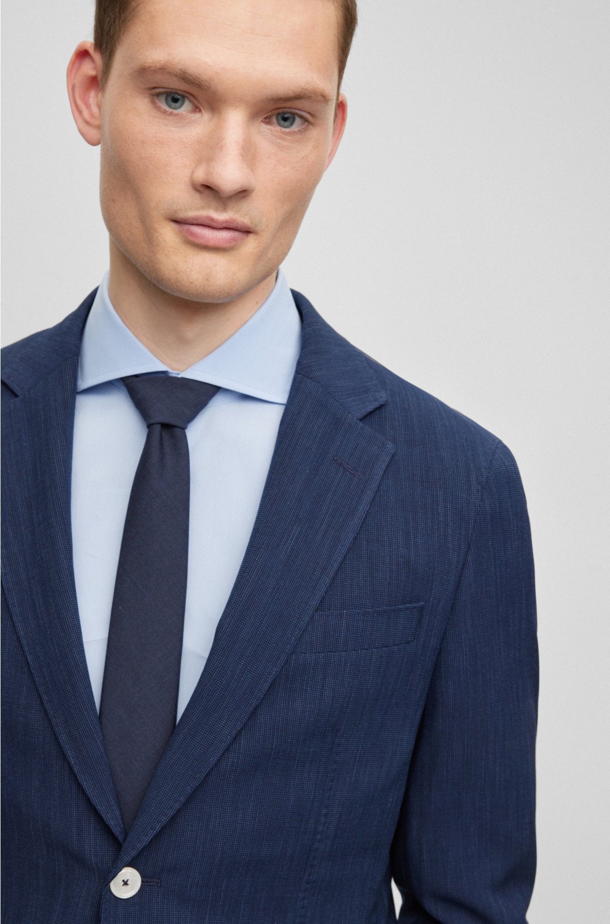 BOSS - Slim-fit suit in a patterned stretch-wool blend