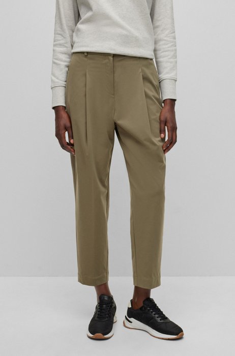 Performance-stretch trousers with partially elasticated waistband, Light Green