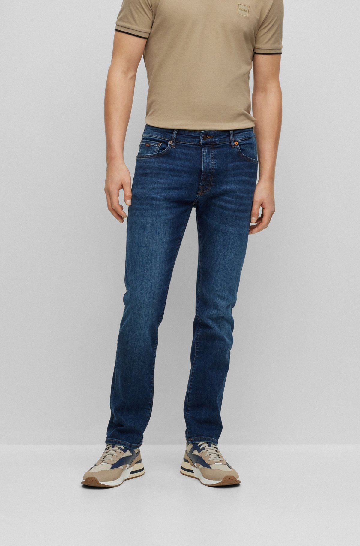 BOSS - Regular-fit jeans in super-stretch denim