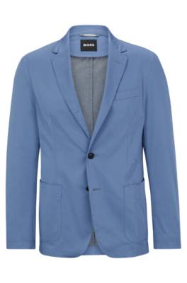 Hugo Boss Slim-fit Jacket In A Crease-resistant Cotton Blend In Blue
