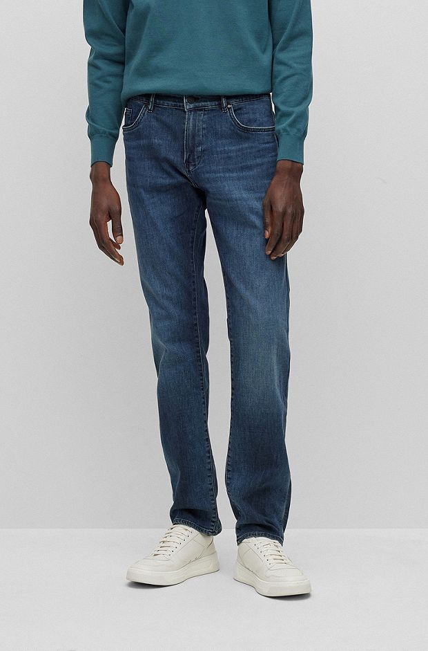 Slim-fit jeans in lightweight blue stretch denim, Blue