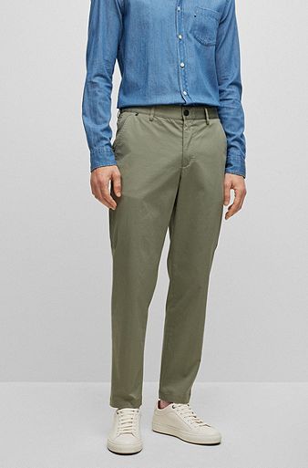 Relaxed-fit trousers in a crease-resistant cotton blend, Khaki