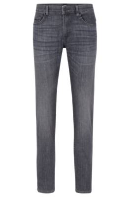 HUGO BOSS SLIM-FIT JEANS IN LIGHTWEIGHT GREY COMFORT-STRETCH DENIM