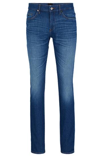Slim-fit jeans in super-soft blue Italian denim, Hugo boss