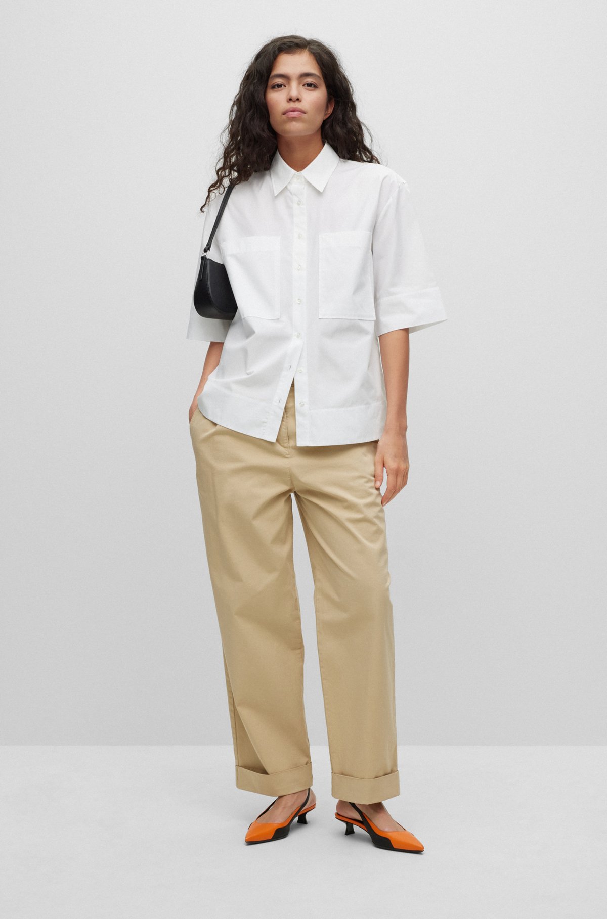 Relaxed-fit blouse van biologische katoen, Wit