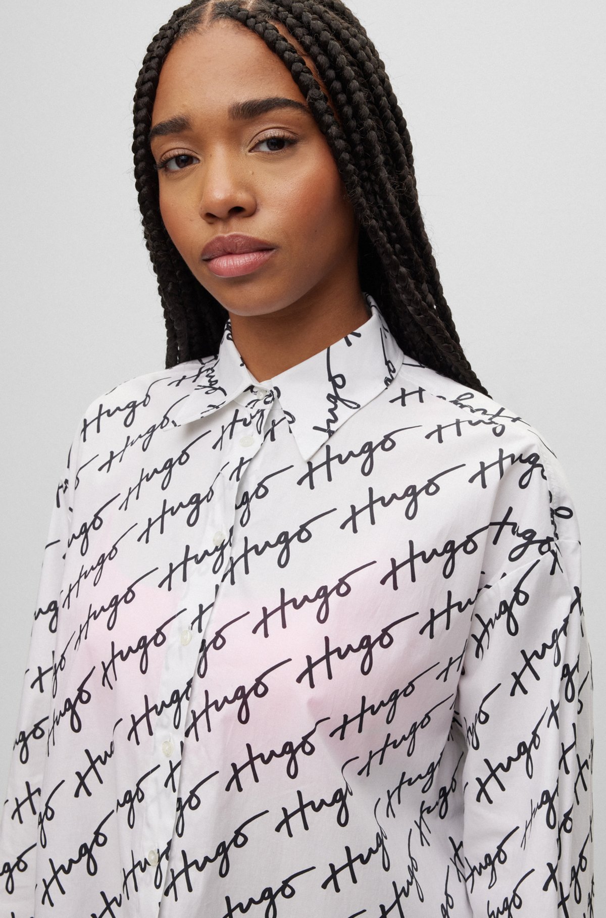HUGO - Oversized-fit blouse with logo print